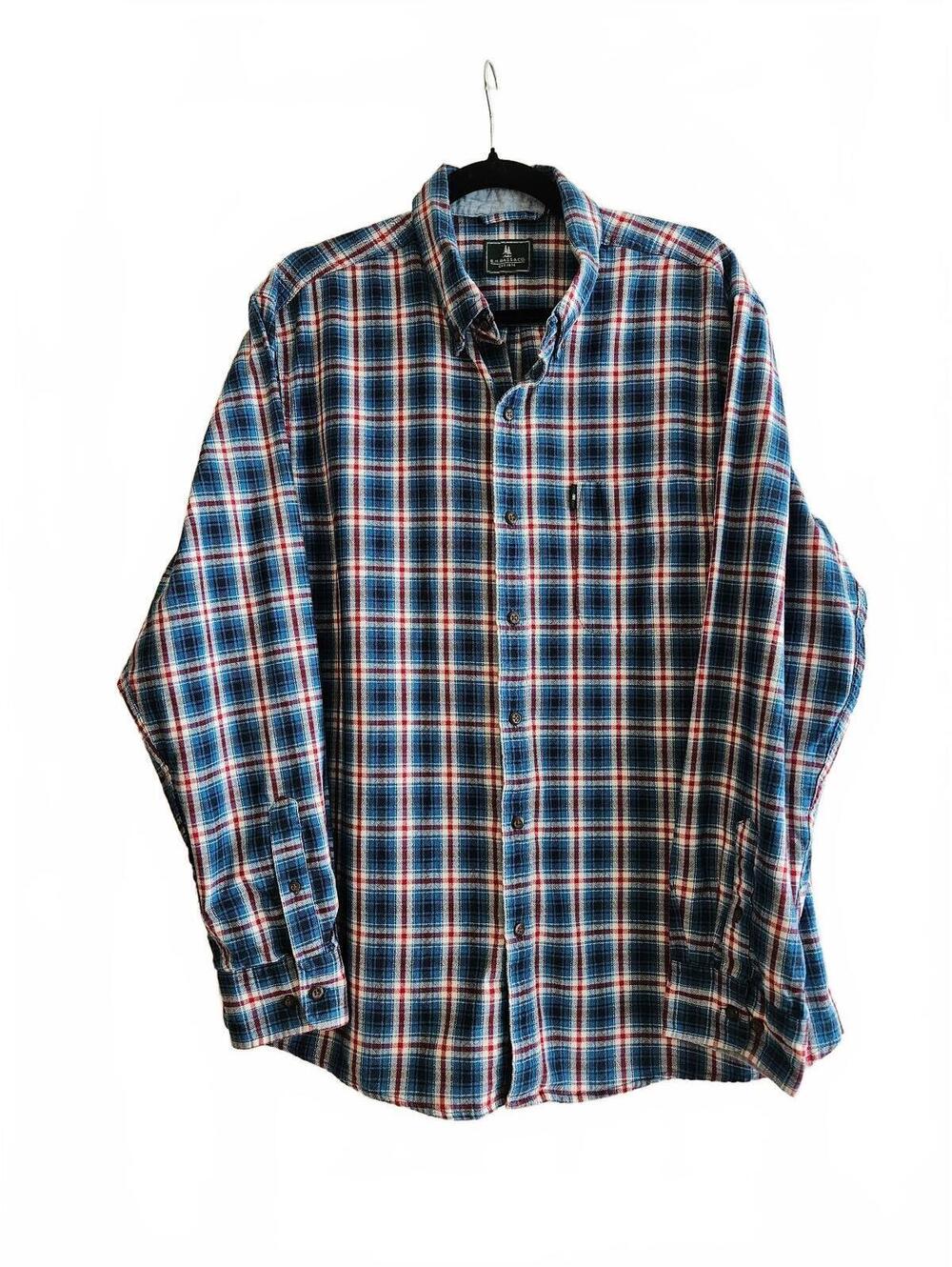 G.H. Bass & Co. Men's XL Blue & Red Plaid Button-Down Flannel-Classic Americana